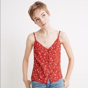 Cute red floral print Madewell button up camisole